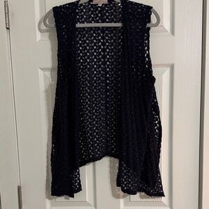 Moa Moa Black Crochet Open-Front Vest